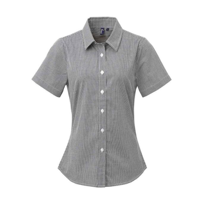 Premier Ladies Gingham Short Sleeve Shirt main product photo