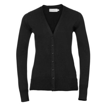 Russell Collection Ladies Cotton Acrylic V Neck Cardigan