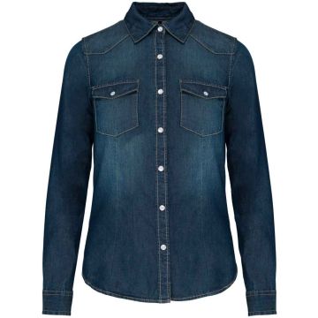 Kariban Ladies Long Sleeve Denim Shirt