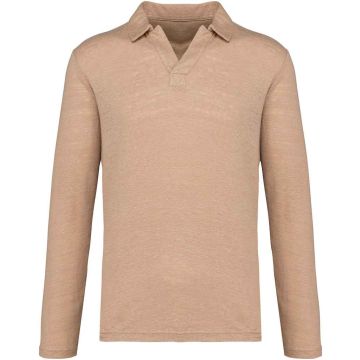Native Spirit Long Sleeve Linen Polo Shirt