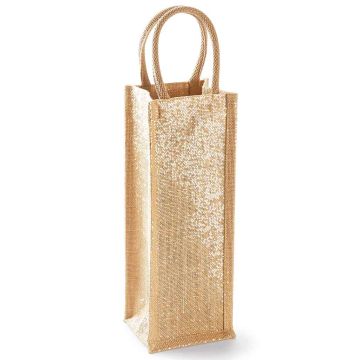 Westford Mill Shimmer Jute Bottle Bag - Natural Gold - ONE