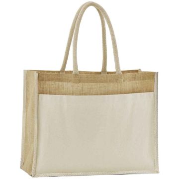 Westford Mill Cotton Pocket Natural Starched Jute Shopper - Natural - ONE