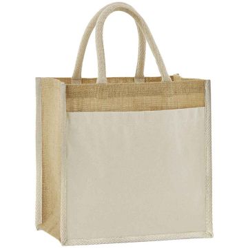 Westford Mill Cotton Pocket Natural Starched Jute Midi Tote Bag - Natural - ONE