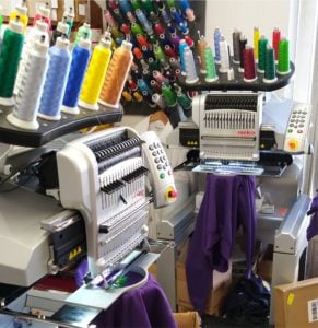Embroidery Services. Embrodiery machines in action.