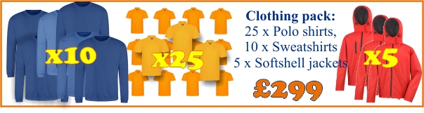 Discounted clothing pack. 40 embrodiered garments for gbp 299