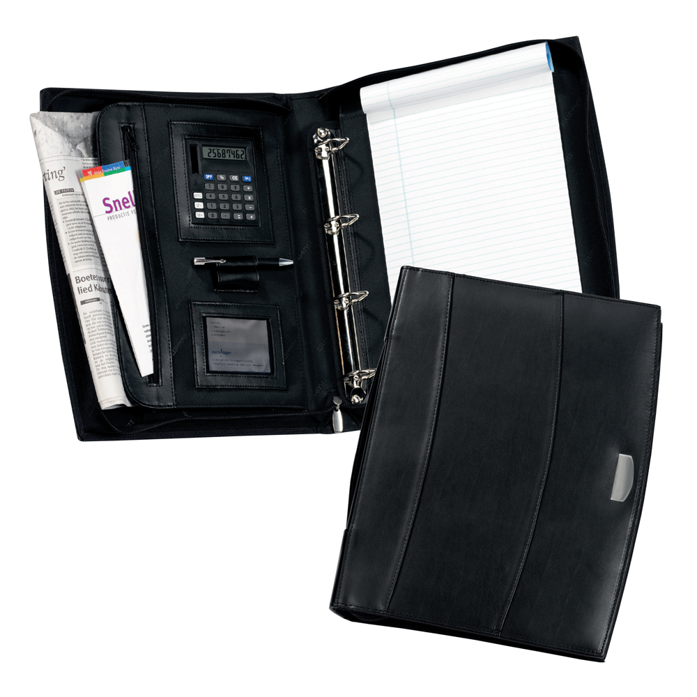 Solutions Calculator A4 Zipped Leather Ring Binder